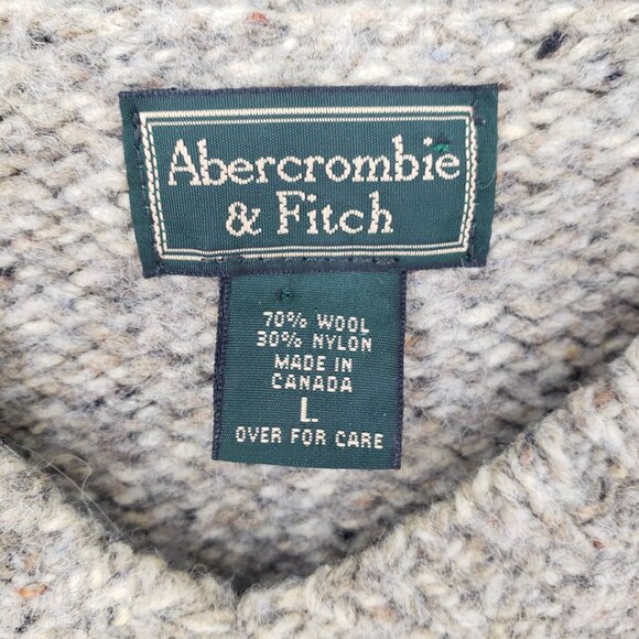 Abercrombie & Fitch Vintage Y2K Wool V Neck Sweater L Womens Pullover Tan - Picture 3 of 7